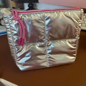 Sephora Silver Quilted Makeup bag, New.